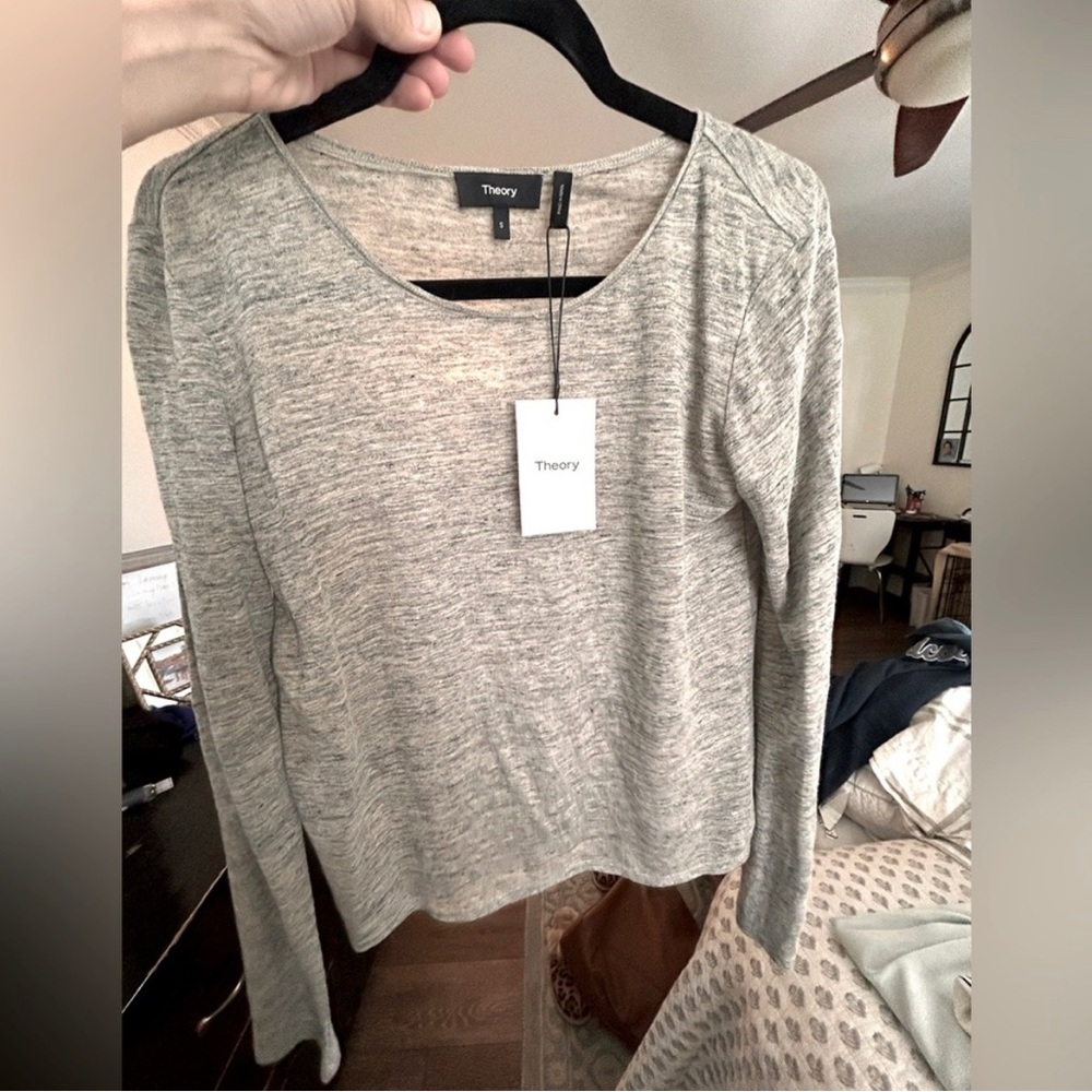 🩶THEORY GREY LINEN LONG SLEEVE🩶